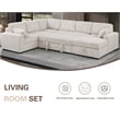 Modern Sleeper Sofa Set with Pull Out Bed Storage Chaise Fabric Beige