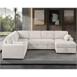 Modern Sleeper Sofa Set with Pull Out Bed Storage Chaise Fabric Beige