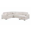 Modern Sleeper Sofa Set with Pull Out Bed Storage Chaise Fabric Beige