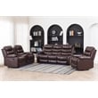 3-Piece Faux Leather Reclining Sofa Set Drop Down Table USB Charging Brown