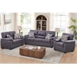3-Piece Living Room Sofa Set Matte Faux Leather Living Room Set Dark Gray