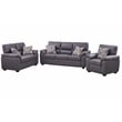 3-Piece Living Room Sofa Set Matte Faux Leather Living Room Set Dark Gray