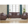 3-Piece Living Room Sofa Set Matte Faux Leather Living Room Set Brown