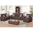 3-Piece Living Room Sofa Set Matte Faux Leather Living Room Set Brown