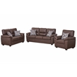 3-Piece Living Room Sofa Set Matte Faux Leather Living Room Set Brown