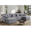 U-Shaped Chenille Sectional Sofa Cloud Couch with Ottoman Gray