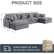 U-Shaped Chenille Sectional Sofa Cloud Couch with Ottoman Gray