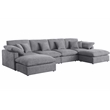 U-Shaped Chenille Sectional Sofa Cloud Couch with Ottoman Gray