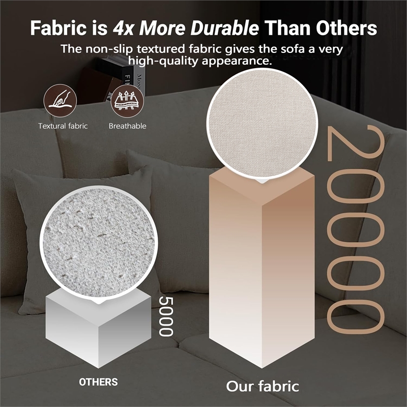 U-Shaped Chenille Sectional Sofa Cloud Couch with Ottoman Green