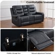 3-Piece Faux Leather Reclining Sofa Set with Drop Down Table USB Charging Blue