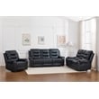 3-Piece Faux Leather Reclining Sofa Set with Drop Down Table USB Charging Blue