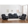 3-Piece Faux Leather Reclining Sofa Set with Drop Down Table USB Charging Blue