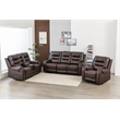 3-Piece Manual Recliner Sofa Set Brown PU Leather with Cup Holders Storage