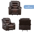 3-Piece Manual Recliner Sofa Set Brown PU Leather with Cup Holders Storage