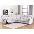 Power Reclining Sectional Faux Leather Sofa Speaker LED Strip White