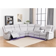 Power Reclining Sectional Faux Leather Sofa Speaker LED Strip White