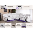 Power Reclining Sectional Faux Leather Sofa Speaker LED Strip White