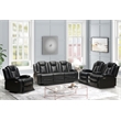 Power Reclining Sofa Set Black Faux Leather 3-Piece & LED Lights Speaker Wireless Charging