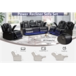 Power Reclining Sofa Set Black Faux Leather 3-Piece & LED Lights Speaker Wireless Charging