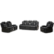 Power Reclining Sofa Set Black Faux Leather 3-Piece & LED Lights Speaker Wireless Charging
