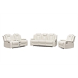Power Reclining Sofa Set White Faux Leather 3-Piece & LED Lights Speaker Wireless Charging