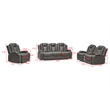 Power Reclining Sofa Set Gray Faux Leather 3-Piece & LED Lights Speaker Wireless Charging