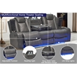Power Reclining Sofa Set Gray Faux Leather 3-Piece & LED Lights Speaker Wireless Charging
