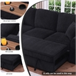 GOOEEN Chenille Pull Out Sofa Bed Modern L-Shaped Sleeper Sofa Black