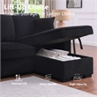 GOOEEN Chenille Pull Out Sofa Bed Modern L-Shaped Sleeper Sofa Black