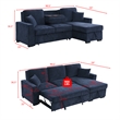 Chenille Pull Out Sofa Bed Modern L-Shaped Sleeper Sofa Dark Blue