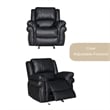 3-Piece Black Faux Leather Reclining Sofa Set with Cup Holders & Storage & Drop Down Table