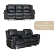 3-Piece Black Faux Leather Reclining Sofa Set with Cup Holders & Storage & Drop Down Table