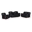3-Piece Black Faux Leather Reclining Sofa Set with Cup Holders & Storage & Drop Down Table
