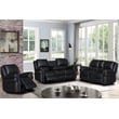 3-Piece Black Faux Leather Reclining Sofa Set with Cup Holders & Storage & Drop Down Table