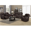 3-Piece Brown Faux Leather Reclining Sofa Set with Cup Holders & Storage & Drop Down Table