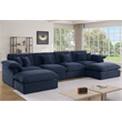 Chenille Modular Sectional Sofa Modern Cloud Couch & Ottomans Blue