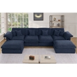 Chenille Modular Sectional Sofa Modern Cloud Couch & Ottomans Blue