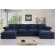 Chenille Modular Sectional Sofa Modern Cloud Couch & Ottomans Blue