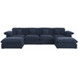 Chenille Modular Sectional Sofa Modern Cloud Couch & Ottomans Blue