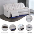 3PCS Power Reclining PU Leather Sofa Set LED Strip Speaker White