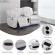 3PCS Power Reclining PU Leather Sofa Set LED Strip Speaker White
