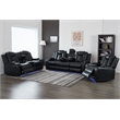 3-Piece Power Reclining PU Leather Sofa Set & Speaker Black
