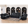 3-Piece Power Reclining PU Leather Sofa Set & Speaker Black