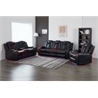 3-Piece Power Reclining PU Leather Sofa Set & Speaker Black