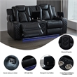 3-Piece Power Reclining PU Leather Sofa Set & Speaker Black