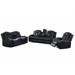 3-Piece Power Reclining PU Leather Sofa Set & Speaker Black