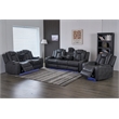 3-Piece Power Reclining PU Leather Sofa Set & Speaker Gray