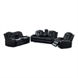 3-Piece Power Reclining PU Leather Sofa Set & Speaker Black