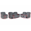 3-Piece Reclining Corduroy Sofa Set & LED Light Strip Speaker Gray