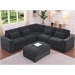 L-Shape Chenille Sectional Sofa with Ottoman & Pillows 5-Seat Gray